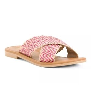 #80-21 Verderosmarino Pink Cross Band Flat Sandals Women's New Size 8US (39EUR)